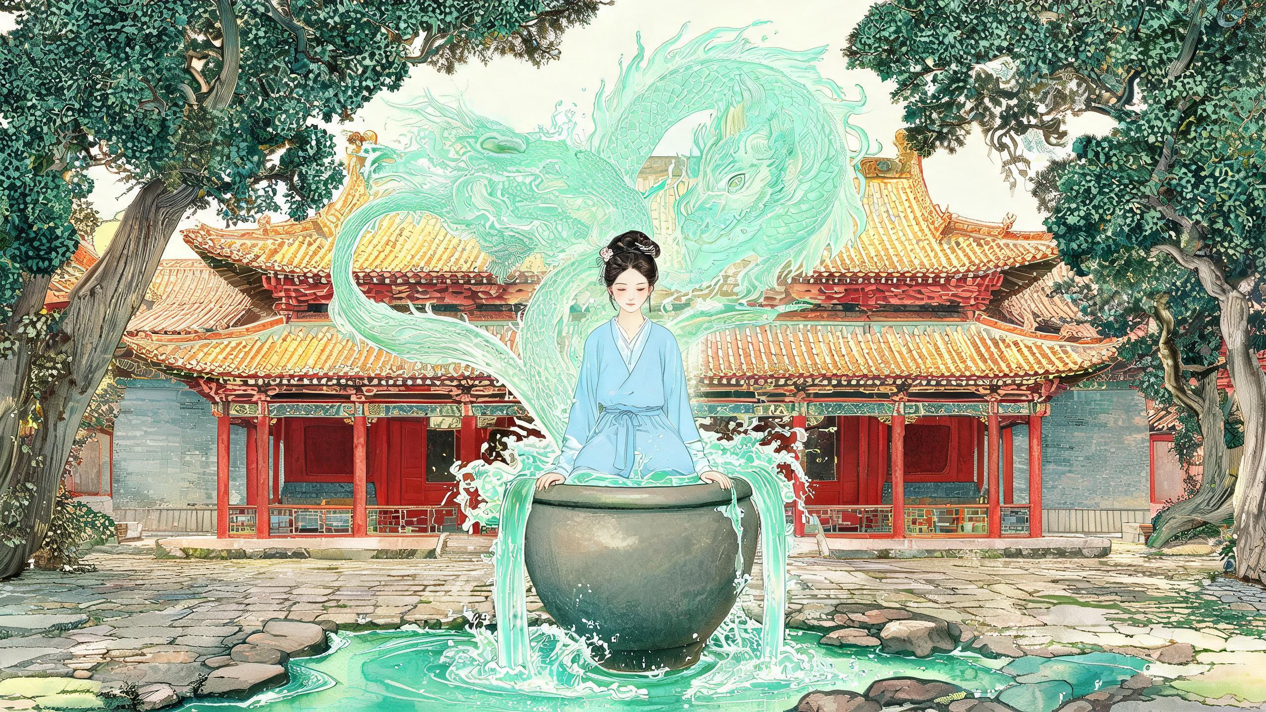 晋祠难老泉:坐瓮水母娘娘的传说