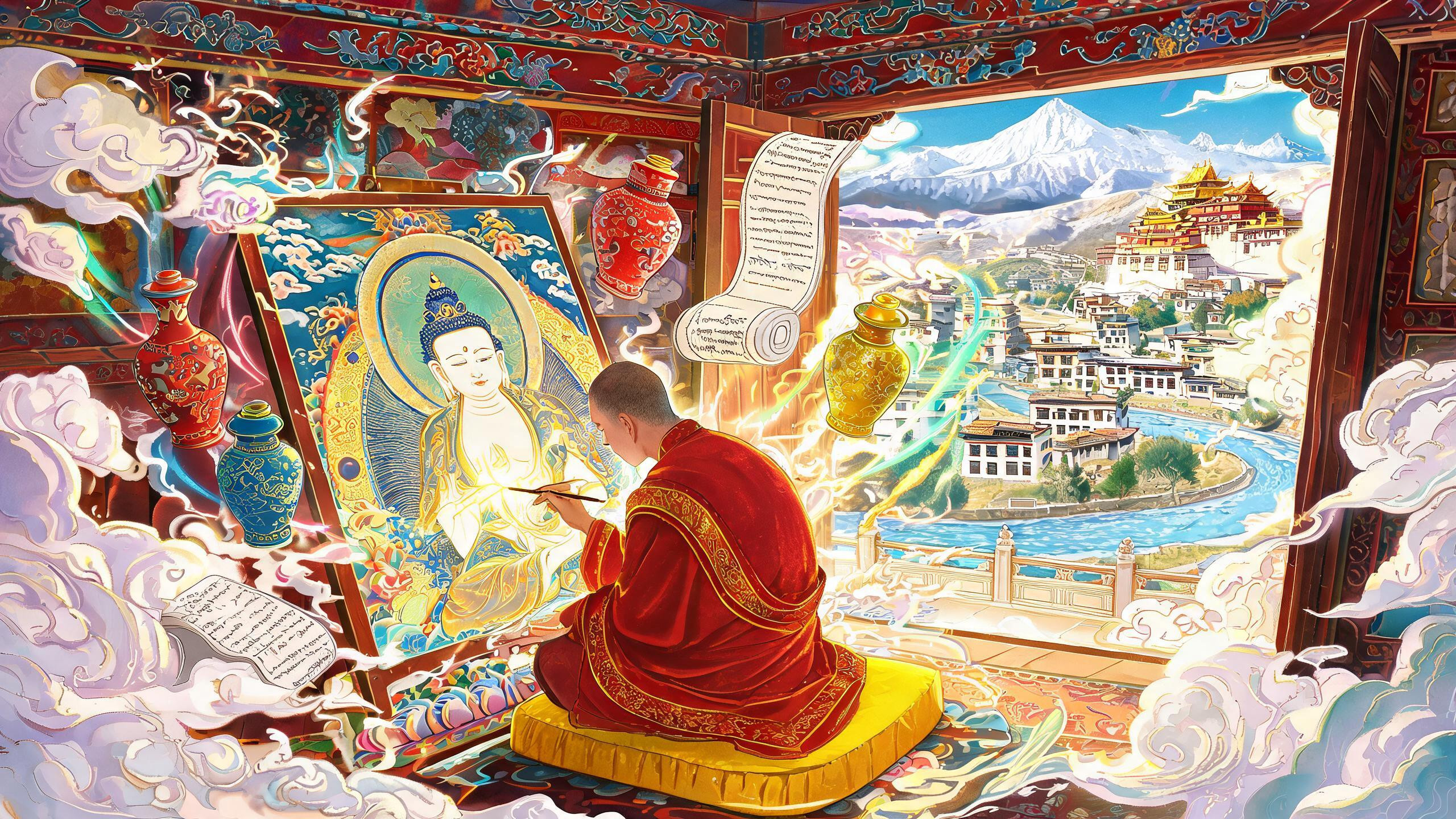 热贡神笔画师:唐卡之乡的仙人授笔传说