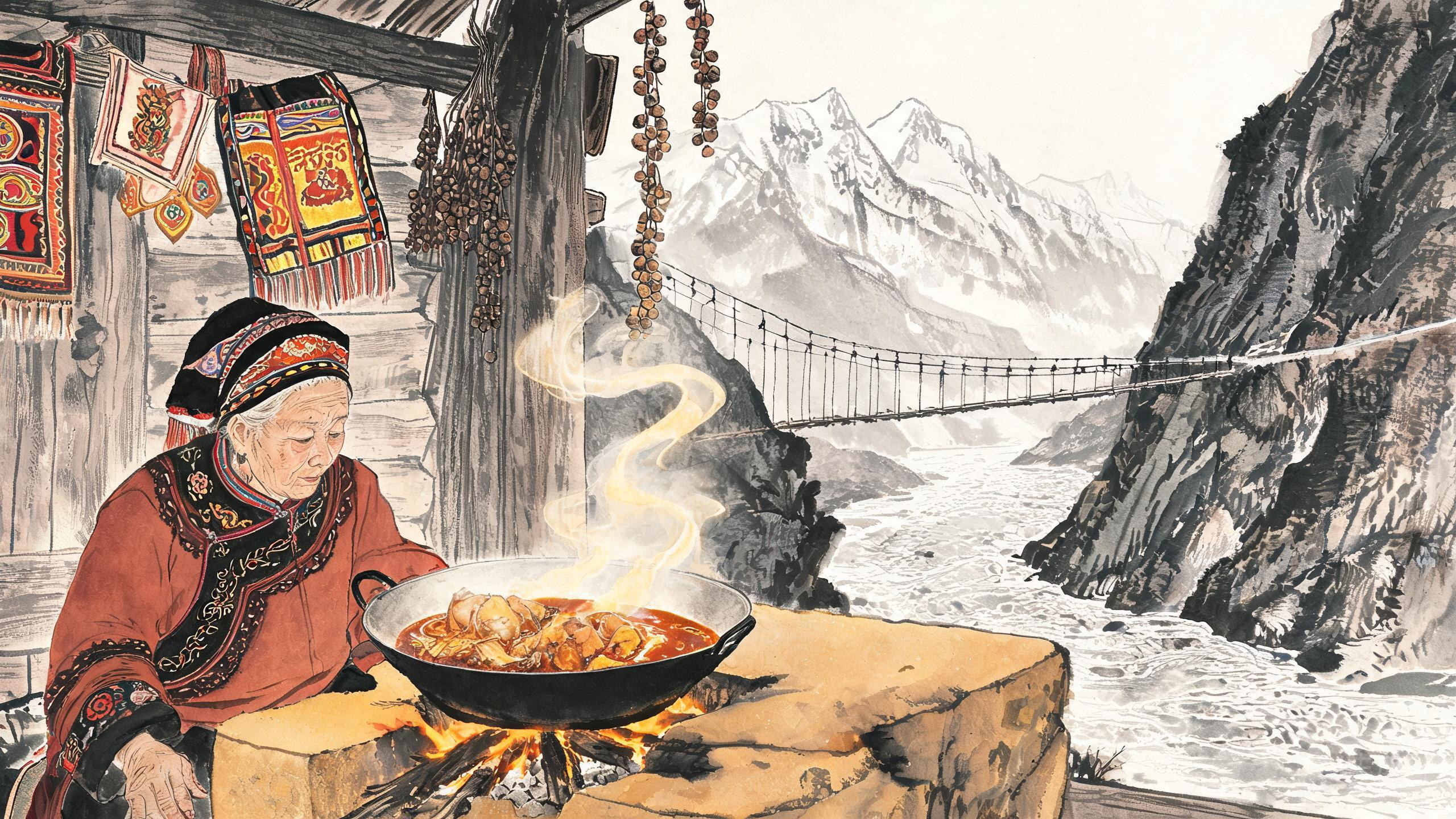 怒江「侠拉」：傈僳族火塘里的一锅漆油炖鸡