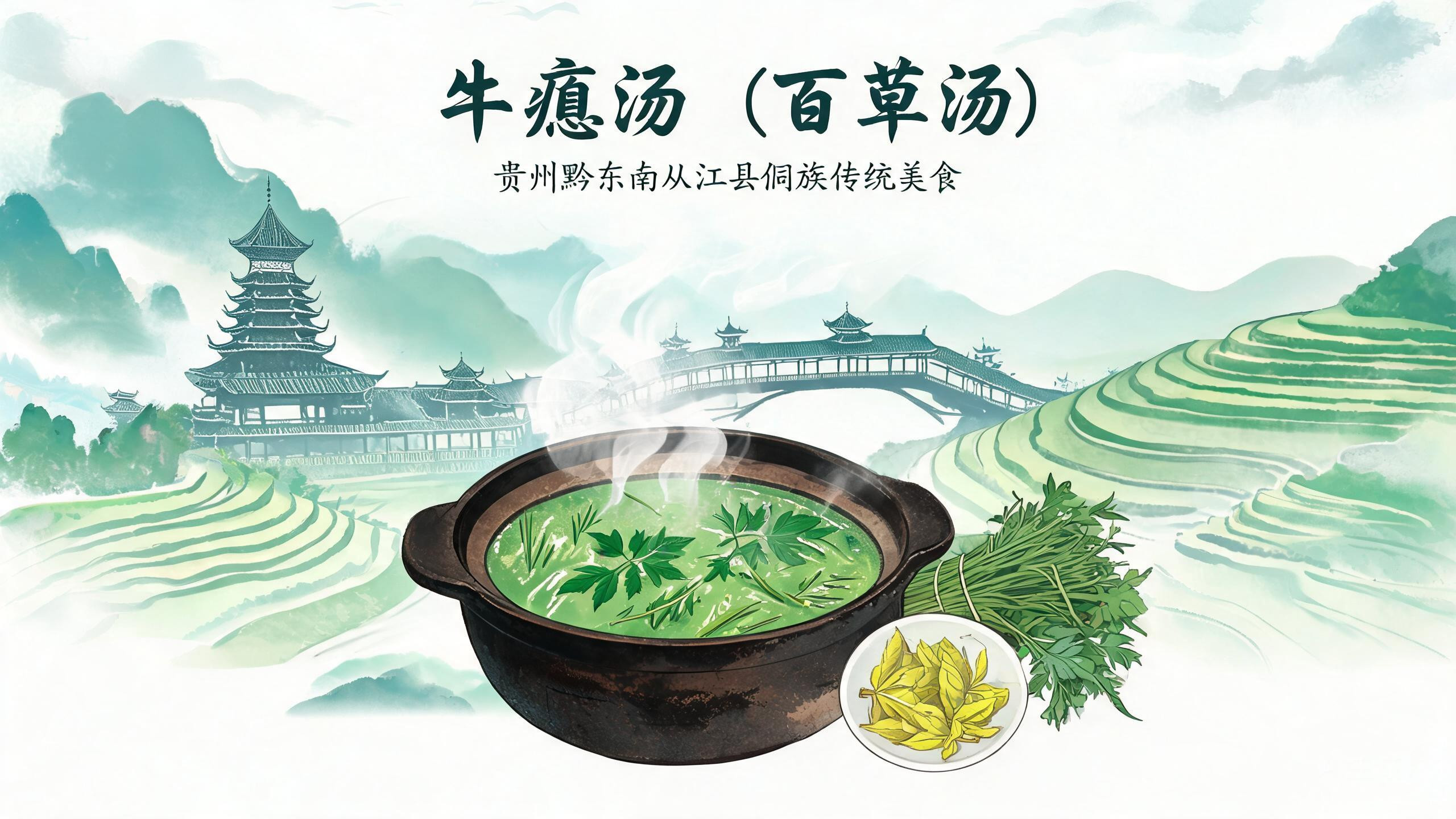 贵州从江牛瘪汤:侗族人口口相传的“百草汤”,一锅青汤喝出千年苦药香