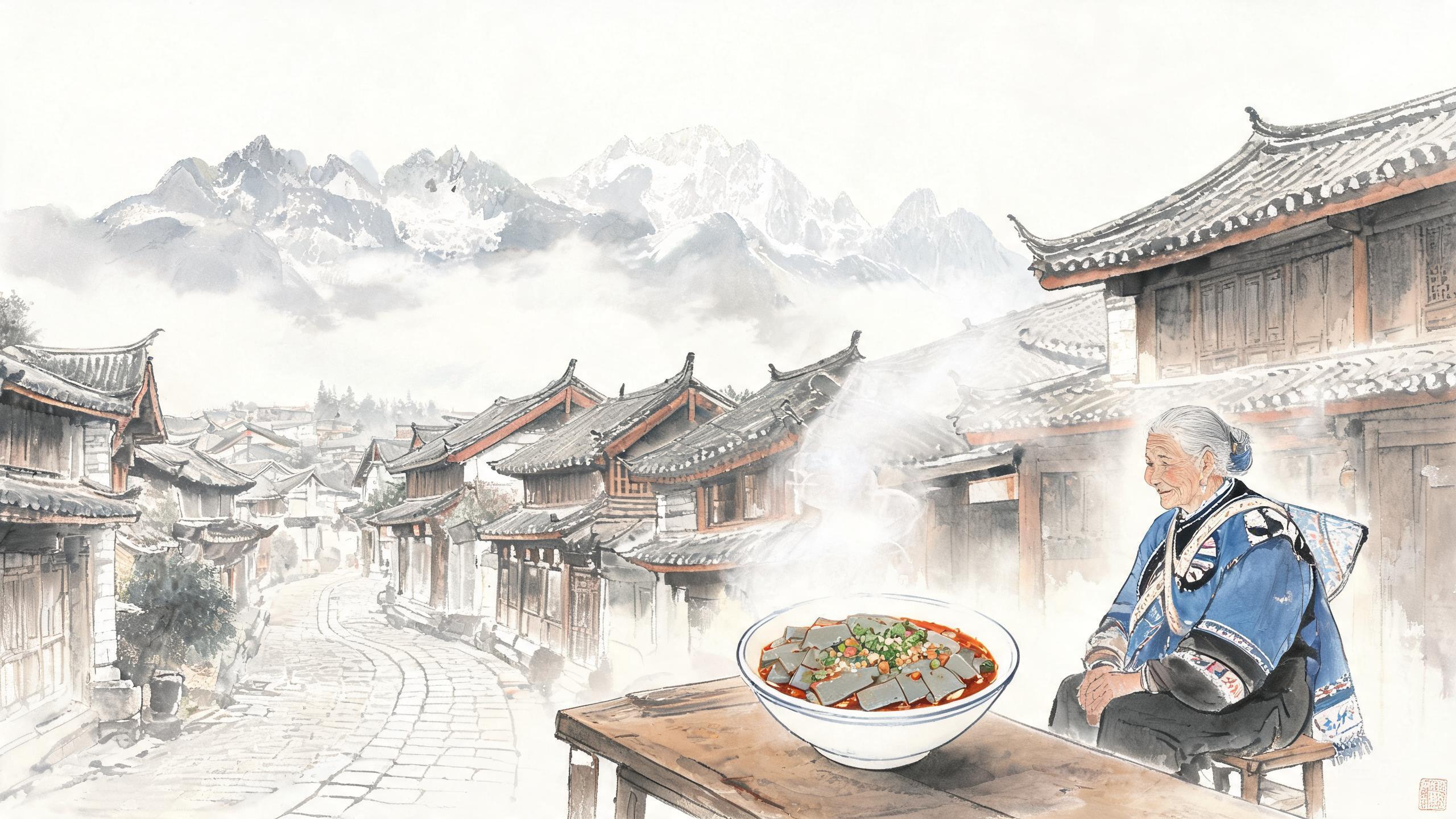 鸡豆凉粉:丽江古城一碗“灰绿色”的千年小吃,为何纳西人顿顿不离