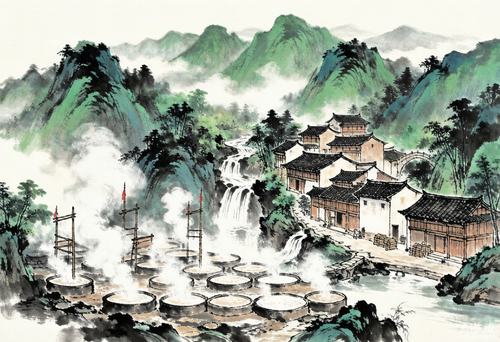 宁厂古镇:五千年前白鹿引路发现的盐泉秘境