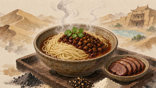 驴肉黄面：莫高窟壁画里的那碗面，为什么敦煌人叫它丢面