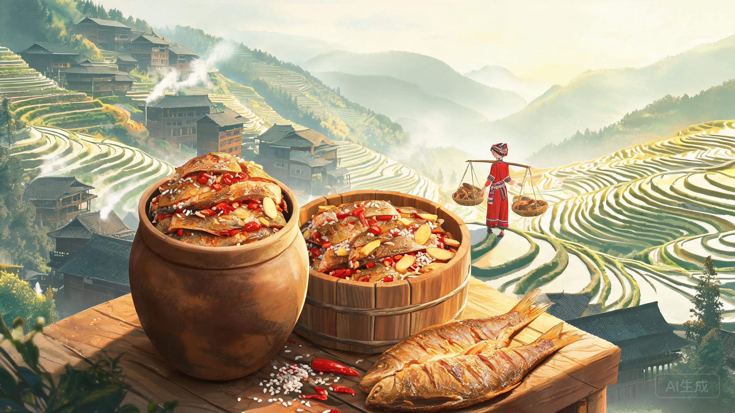 龙胜侗族腌酸鱼:糯米坛里发酵的