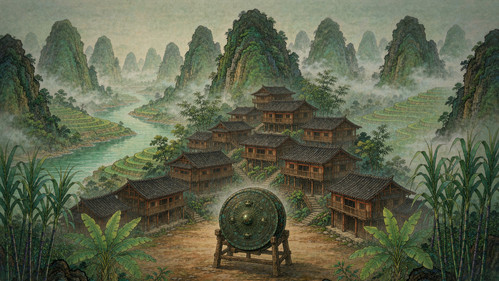 铜鼓与图额:红水河里的水怪作乱,壮家人靠一面会下水的铜鼓镇住了它