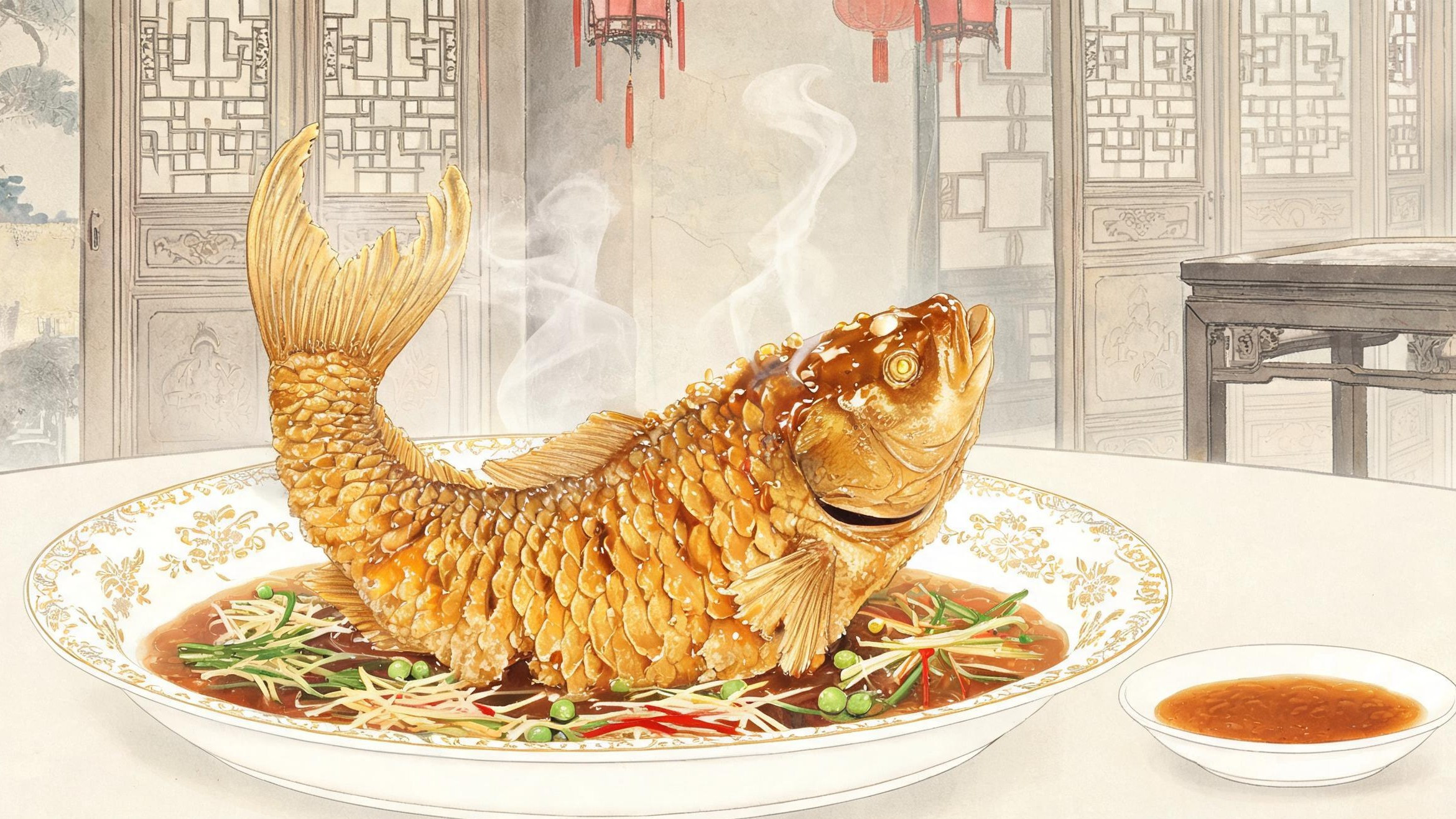 一句醉话喊出的津门名菜:罾蹦鲤鱼,为何偏要带鳞下锅