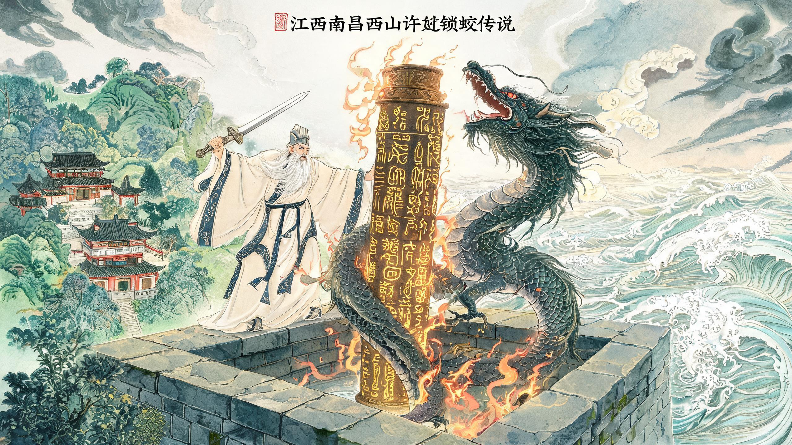 西山万寿宫许逊锁蛟:东晋道士铁柱镇妖,南昌城中井水为何带锈色