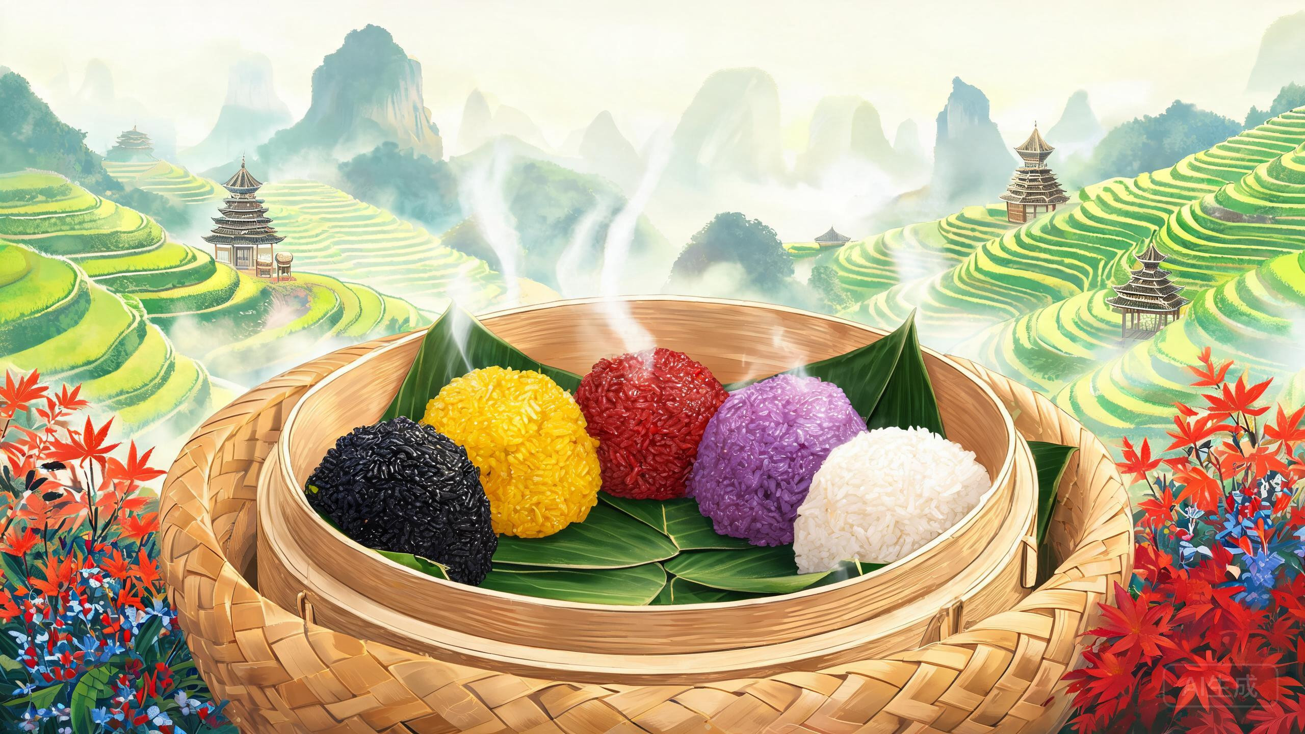 五色糯米饭：一锅染出的五种颜色，藏着壮族“三月三”的传说
