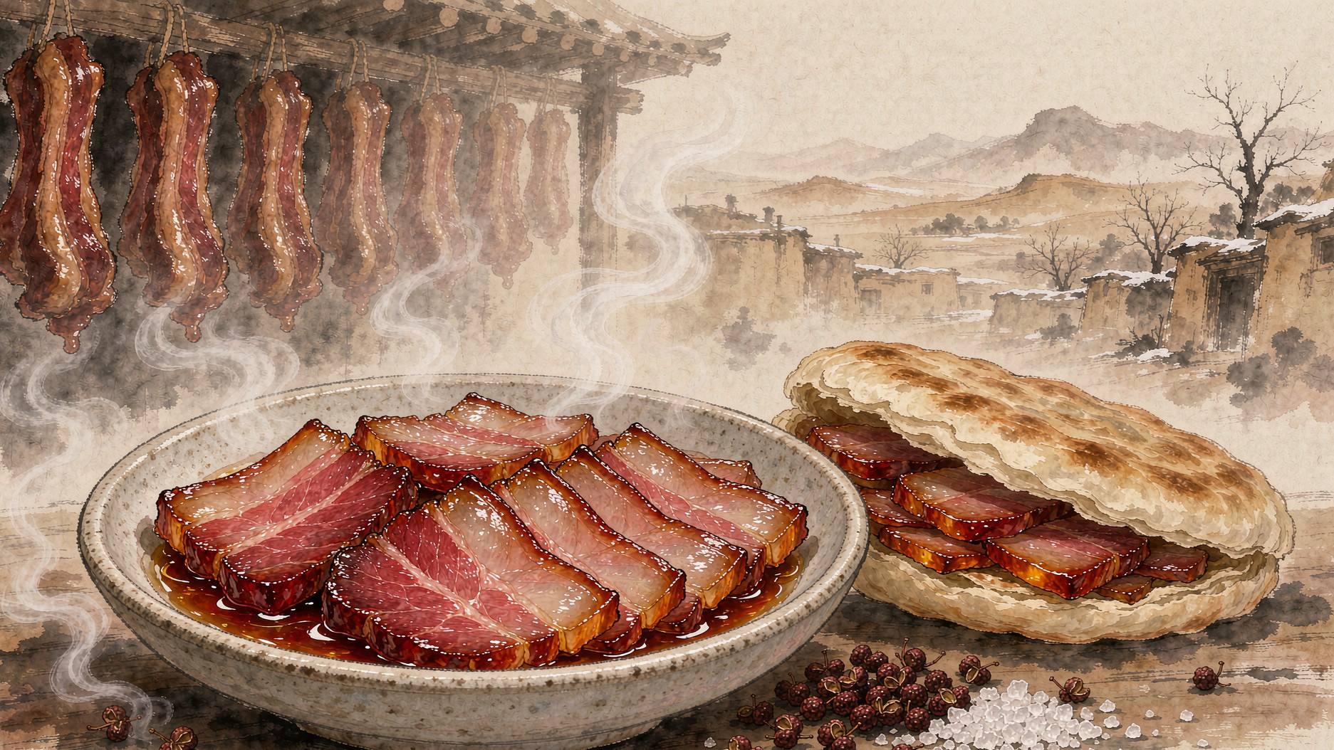 陇西腊肉:陇中旱塬上的一挂肉,不熏不烤,全靠风和盐