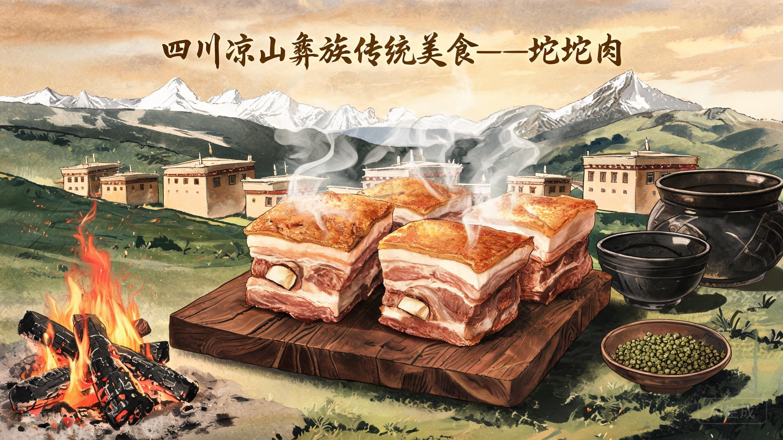 凉山彝家坨坨肉:大块好汉肉,火塘边的彝历新年头等大菜
