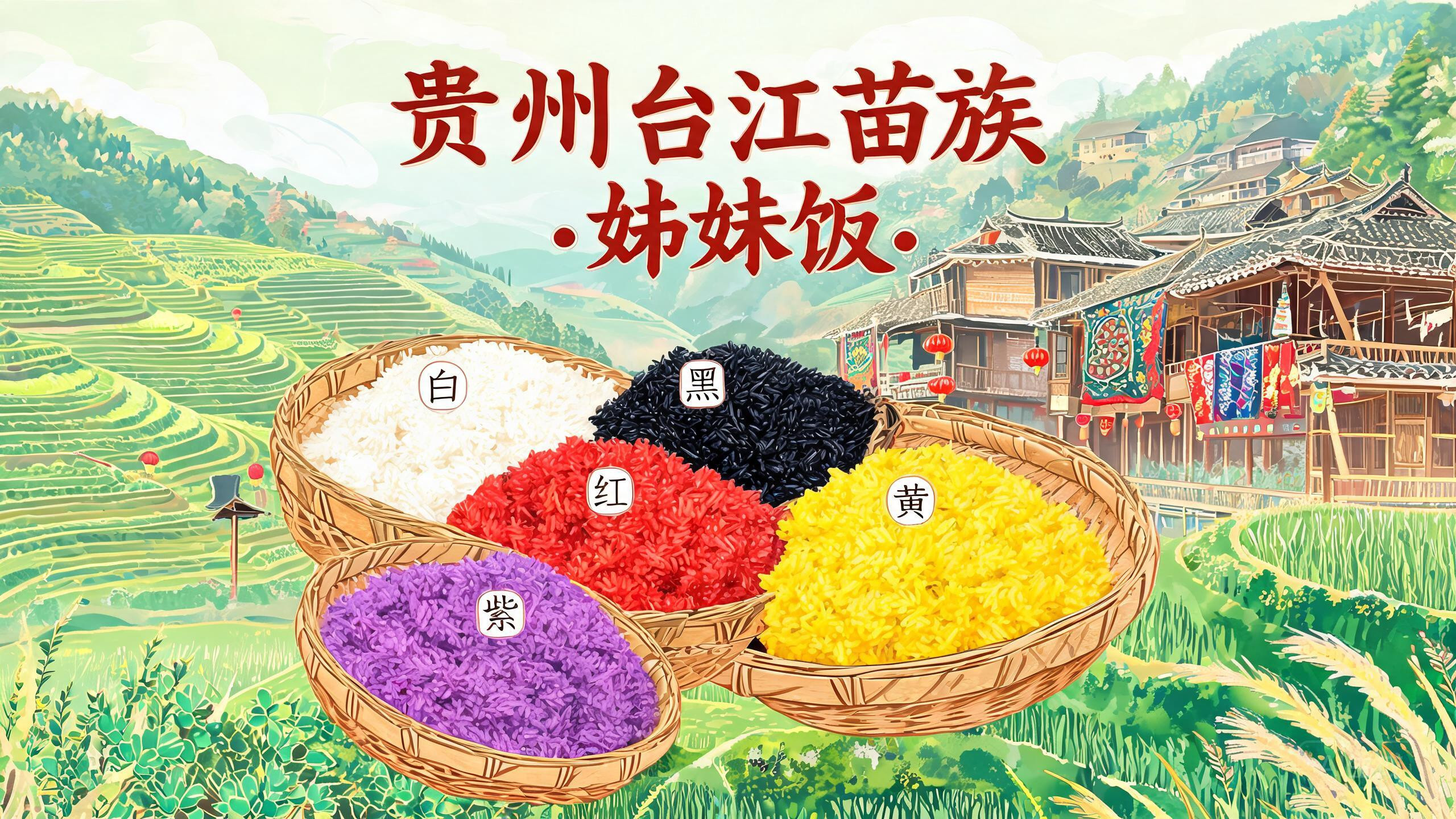 贵州台江姊妹饭：一篮五色糯米饭，藏着苗家姑娘的心事