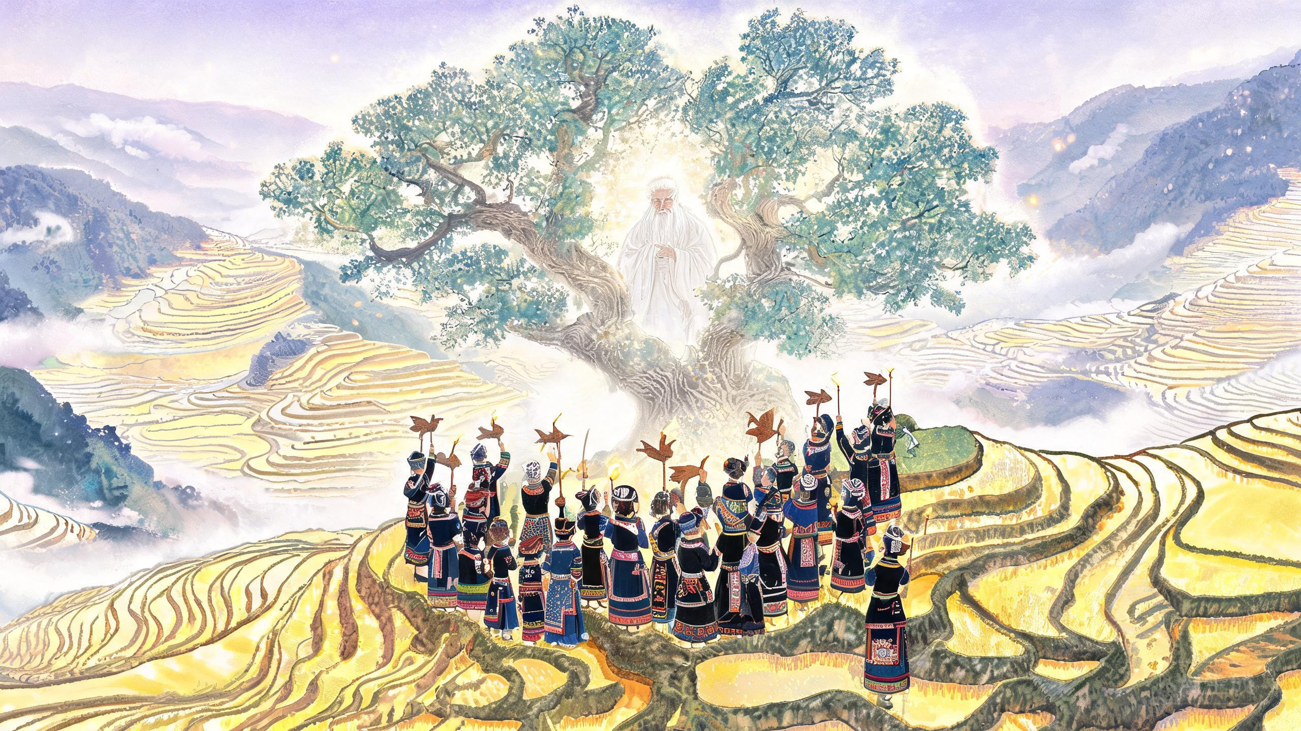 昂玛突祭竜:哈尼梯田上那株不许砍伐的山神树