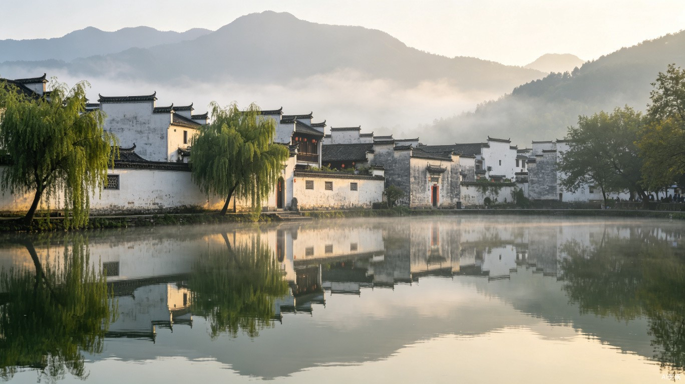 宏村：牛形水系的徽州水墨画卷