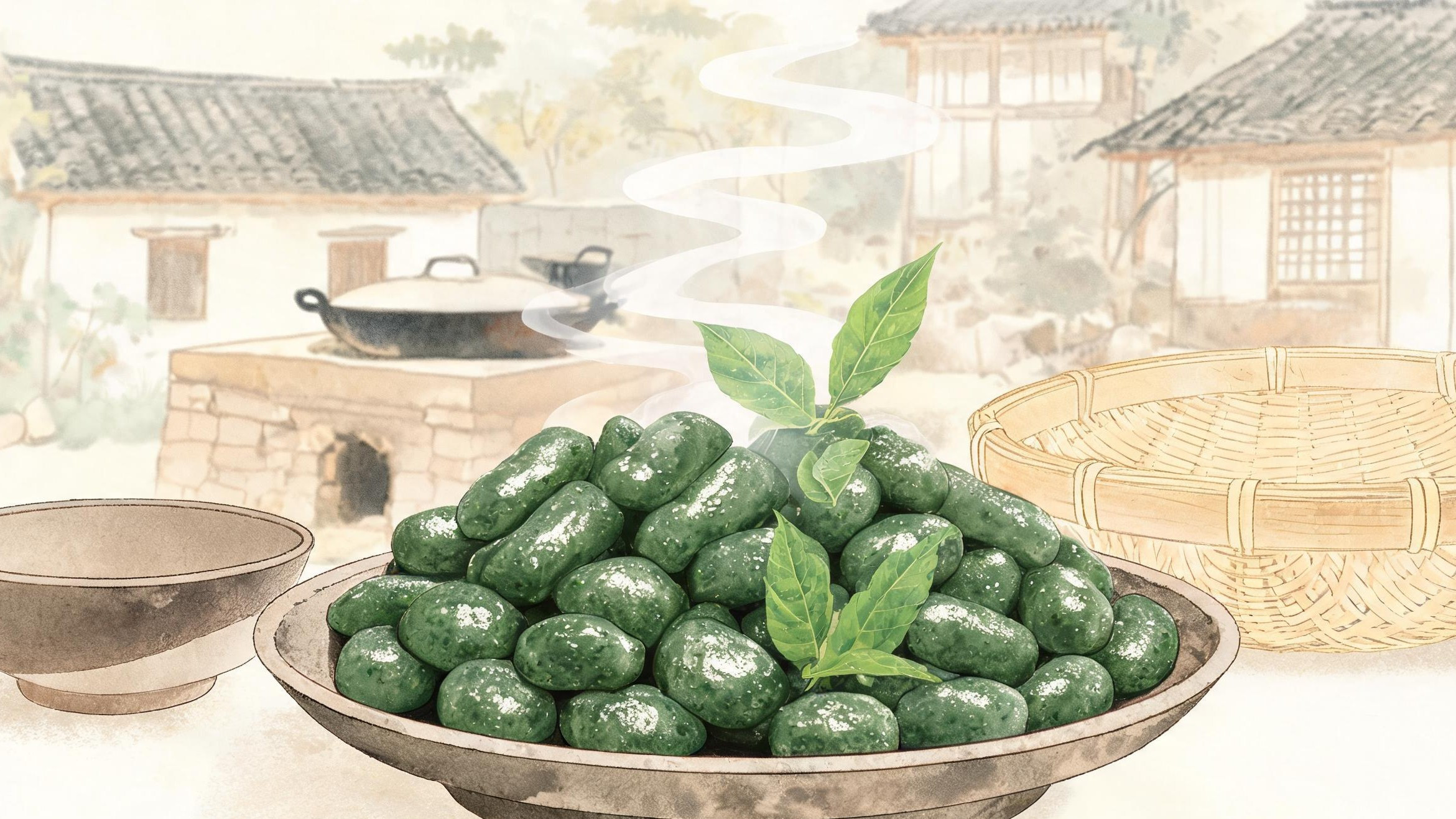 鸡屎藤粿：海南人把一味祛湿的草，做成了三月三餐桌上的墨绿粿