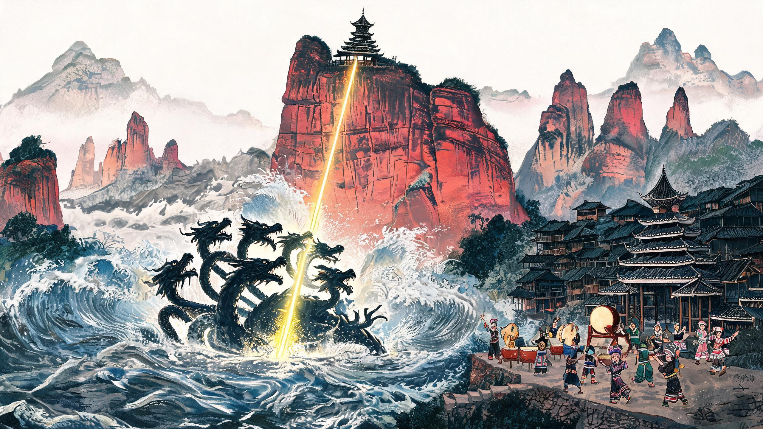 通道独岩峰:侗族始祖镇压九头水妖的传说