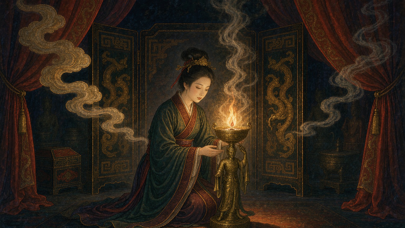 汉代宫灯自带